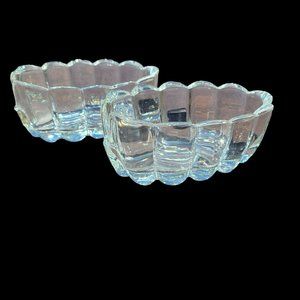 VTG 2 Princess House Heavy Glass Silverware Utensil Fork Spoon Holder Rest Caddy